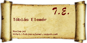 Tóbiás Elemér névjegykártya